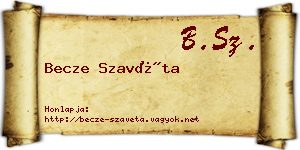Becze Szavéta névjegykártya